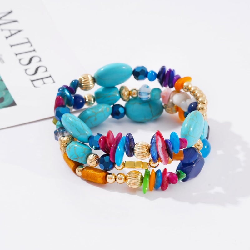 Aigrnc Boho Beaded Stretch Bracelets For Women Stackable Crystal Gold Plated Beaded Bracelets Set Trendy Handmade Friendship Braeclet Jewelry Gifts - Image 4